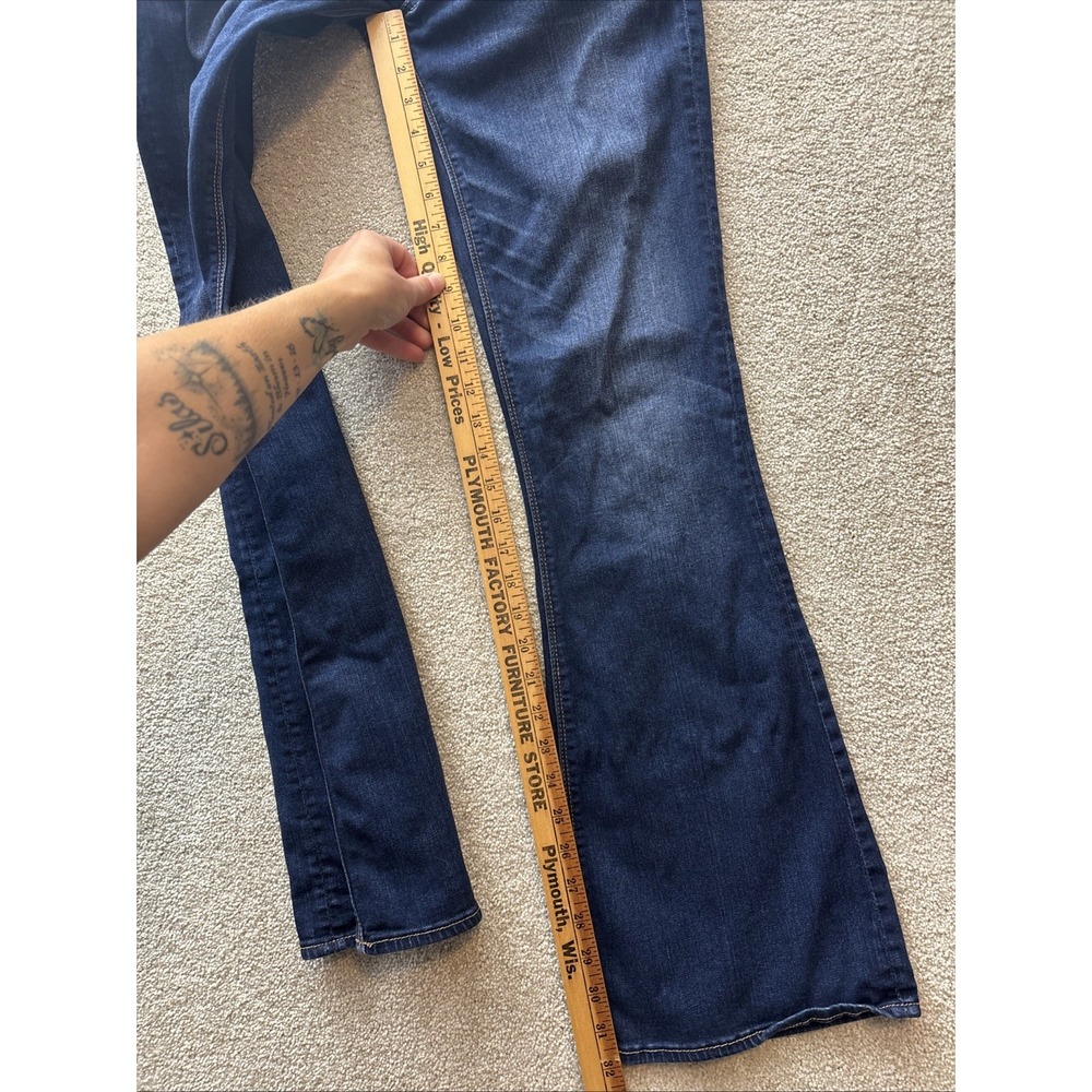American Eagle Jeans Women's 8 (Meas 30x32) Blue Artist Flare Stretch Dark Denim - Picture 7 of 8